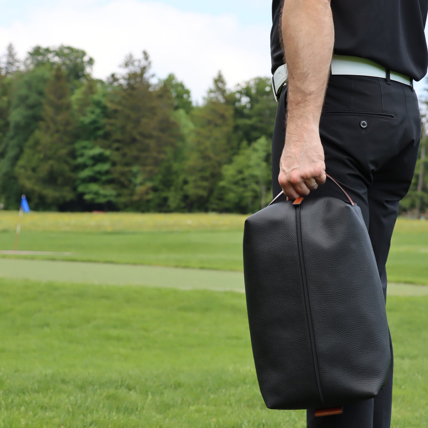 Black Leather Shoe bag