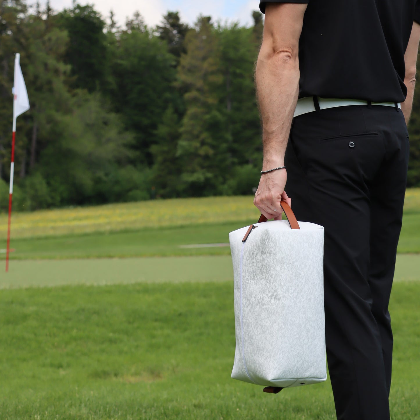Sac à chaussures en cuir blanc
